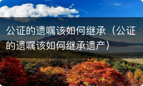 公证的遗嘱该如何继承（公证的遗嘱该如何继承遗产）