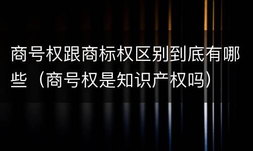 商号权跟商标权区别到底有哪些（商号权是知识产权吗）