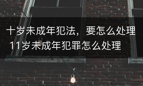 十岁未成年犯法，要怎么处理 11岁未成年犯罪怎么处理