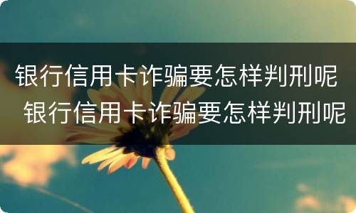 银行信用卡诈骗要怎样判刑呢 银行信用卡诈骗要怎样判刑呢