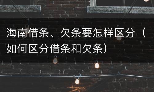 海南借条、欠条要怎样区分（如何区分借条和欠条）