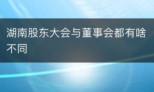 湖南股东大会与董事会都有啥不同