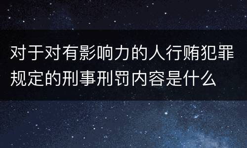 对于对有影响力的人行贿犯罪规定的刑事刑罚内容是什么