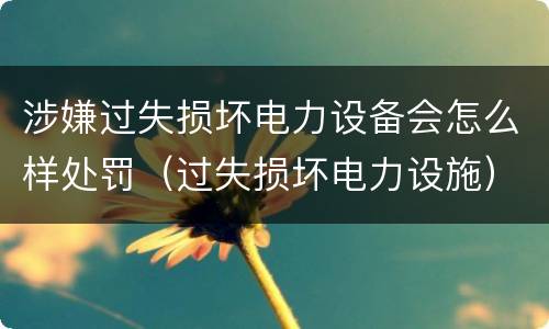 涉嫌过失损坏电力设备会怎么样处罚（过失损坏电力设施）