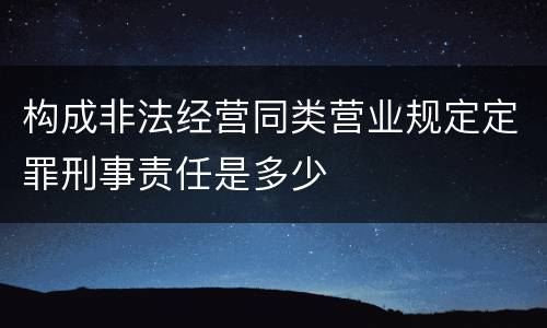 构成非法经营同类营业规定定罪刑事责任是多少