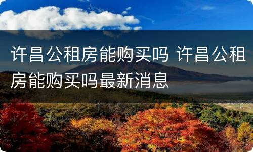 许昌公租房能购买吗 许昌公租房能购买吗最新消息