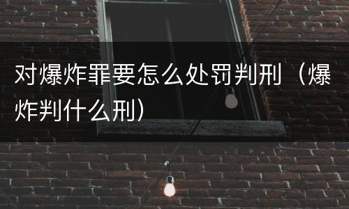 对爆炸罪要怎么处罚判刑（爆炸判什么刑）