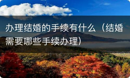 办理结婚的手续有什么（结婚需要哪些手续办理）