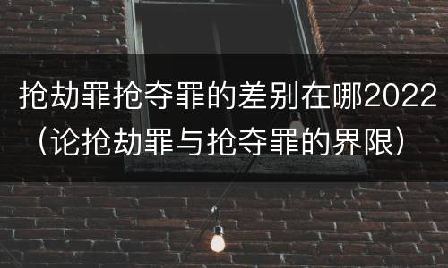 抢劫罪抢夺罪的差别在哪2022（论抢劫罪与抢夺罪的界限）