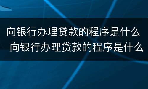 向银行办理贷款的程序是什么 向银行办理贷款的程序是什么呢
