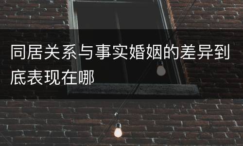 同居关系与事实婚姻的差异到底表现在哪