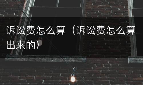 诉讼费怎么算（诉讼费怎么算出来的）