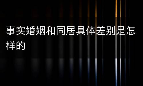 事实婚姻和同居具体差别是怎样的