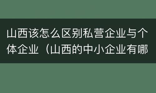 山西该怎么区别私营企业与个体企业（山西的中小企业有哪些）