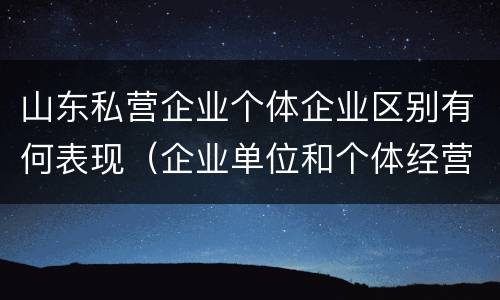 山东私营企业个体企业区别有何表现（企业单位和个体经营的区别）