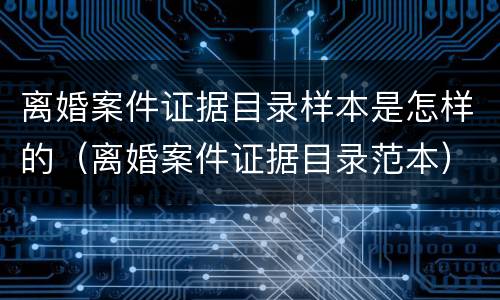 离婚案件证据目录样本是怎样的（离婚案件证据目录范本）