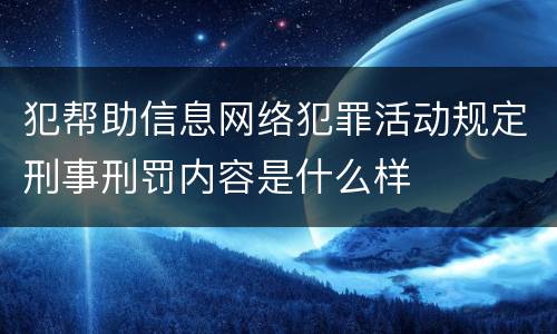 犯帮助信息网络犯罪活动规定刑事刑罚内容是什么样