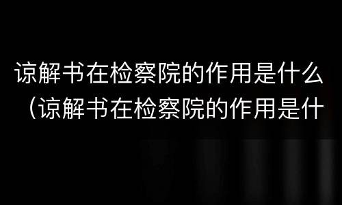 谅解书在检察院的作用是什么（谅解书在检察院的作用是什么呢）