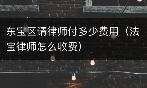 东宝区请律师付多少费用（法宝律师怎么收费）