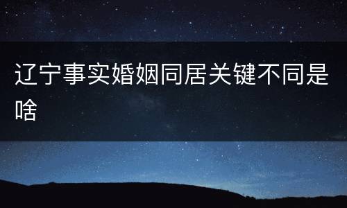 辽宁事实婚姻同居关键不同是啥
