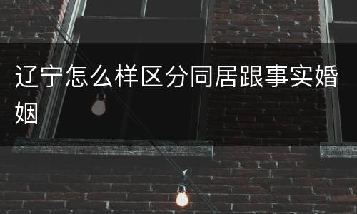 辽宁怎么样区分同居跟事实婚姻