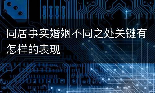 同居事实婚姻不同之处关键有怎样的表现