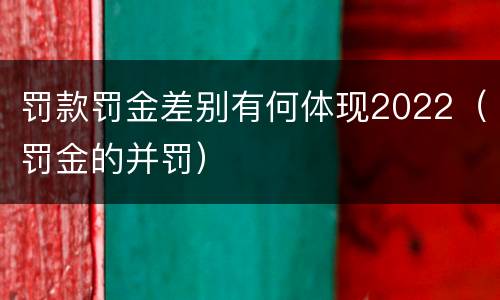 罚款罚金差别有何体现2022（罚金的并罚）