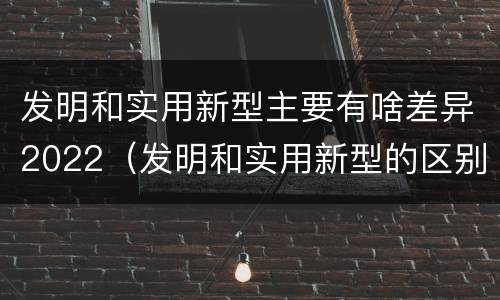 发明和实用新型主要有啥差异2022（发明和实用新型的区别举例）