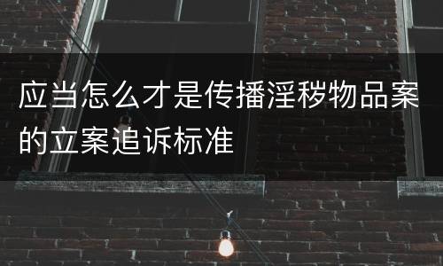 应当怎么才是传播淫秽物品案的立案追诉标准