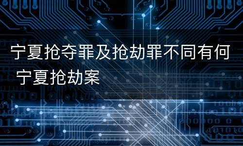 宁夏抢夺罪及抢劫罪不同有何 宁夏抢劫案