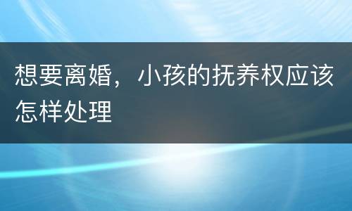 想要离婚，小孩的抚养权应该怎样处理