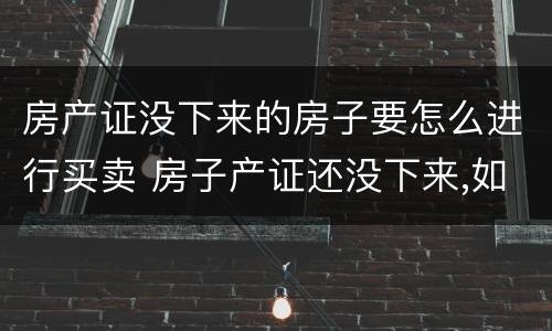 房产证没下来的房子要怎么进行买卖 房子产证还没下来,如何进行买卖
