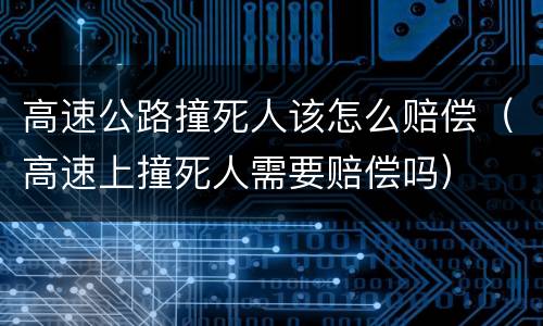 高速公路撞死人该怎么赔偿（高速上撞死人需要赔偿吗）