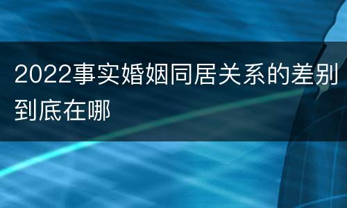 2022事实婚姻同居关系的差别到底在哪