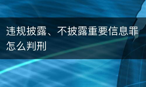 违规披露、不披露重要信息罪怎么判刑