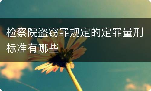 检察院盗窃罪规定的定罪量刑标准有哪些