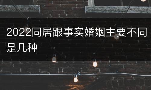 2022同居跟事实婚姻主要不同是几种
