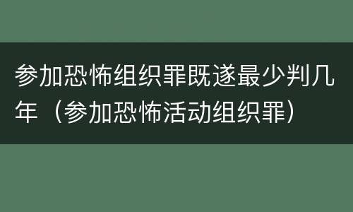 参加恐怖组织罪既遂最少判几年（参加恐怖活动组织罪）