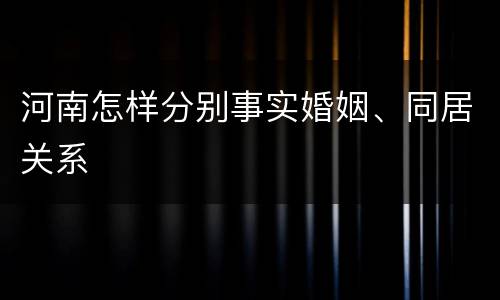 河南怎样分别事实婚姻、同居关系