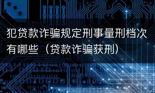 犯贷款诈骗规定刑事量刑档次有哪些（贷款诈骗获刑）