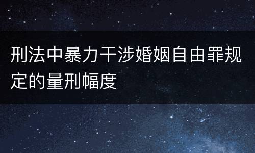 刑法中暴力干涉婚姻自由罪规定的量刑幅度