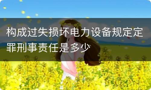 构成过失损坏电力设备规定定罪刑事责任是多少