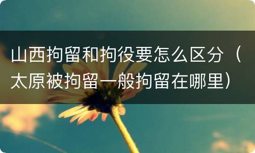 山西拘留和拘役要怎么区分（太原被拘留一般拘留在哪里）