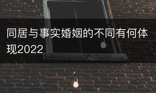 同居与事实婚姻的不同有何体现2022