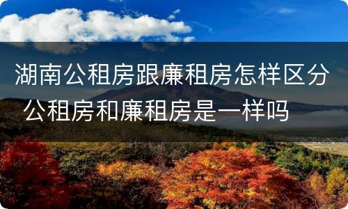 湖南公租房跟廉租房怎样区分 公租房和廉租房是一样吗