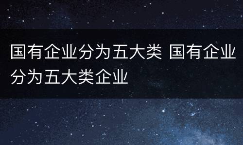 国有企业分为五大类 国有企业分为五大类企业