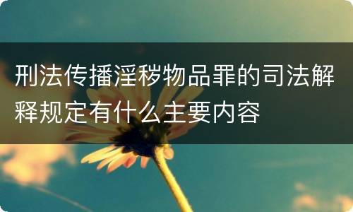 刑法传播淫秽物品罪的司法解释规定有什么主要内容