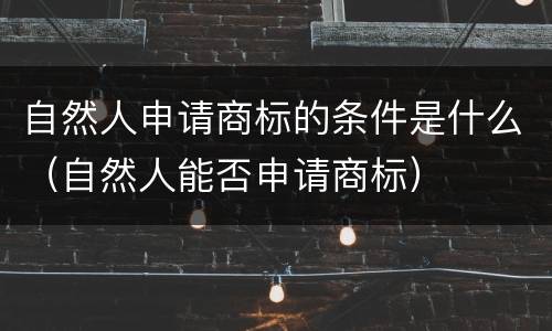 自然人申请商标的条件是什么（自然人能否申请商标）