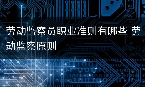 劳动监察员职业准则有哪些 劳动监察原则