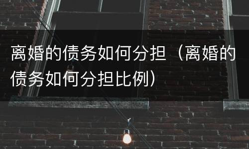 离婚的债务如何分担（离婚的债务如何分担比例）